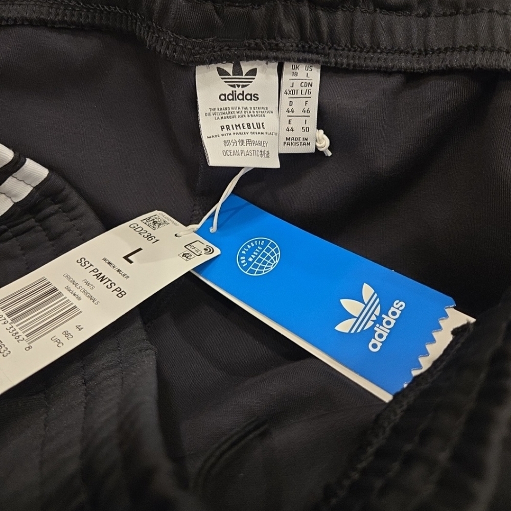 Adidas Originals Women's SST Track Pants Black White 3-Stripes Size Large NWT - Picture 4 of 10